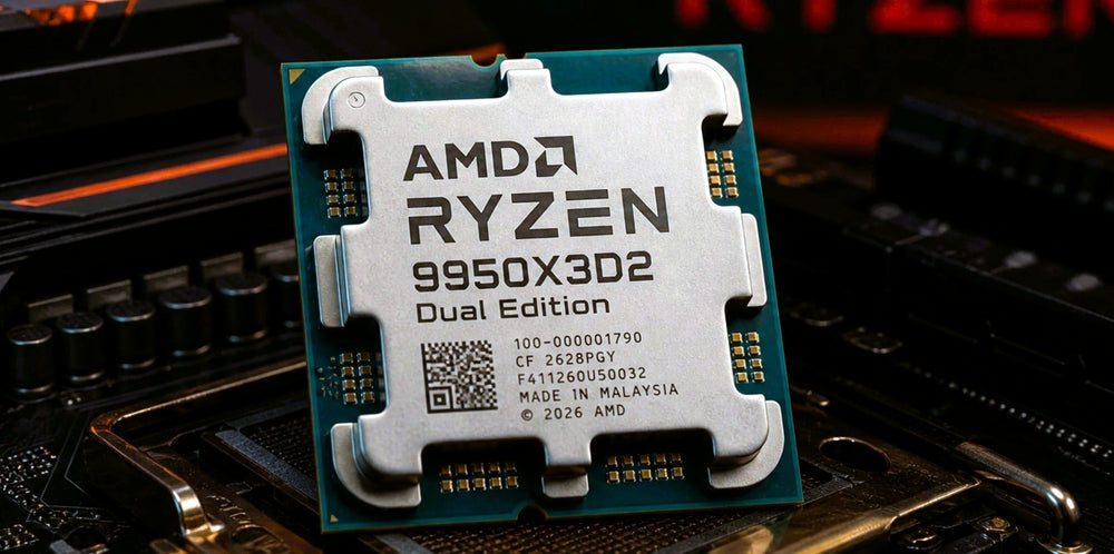 AMD Ryzen 9 9950X3D2 processor featuring dual 3D V-Cache for gaming and workstation performance