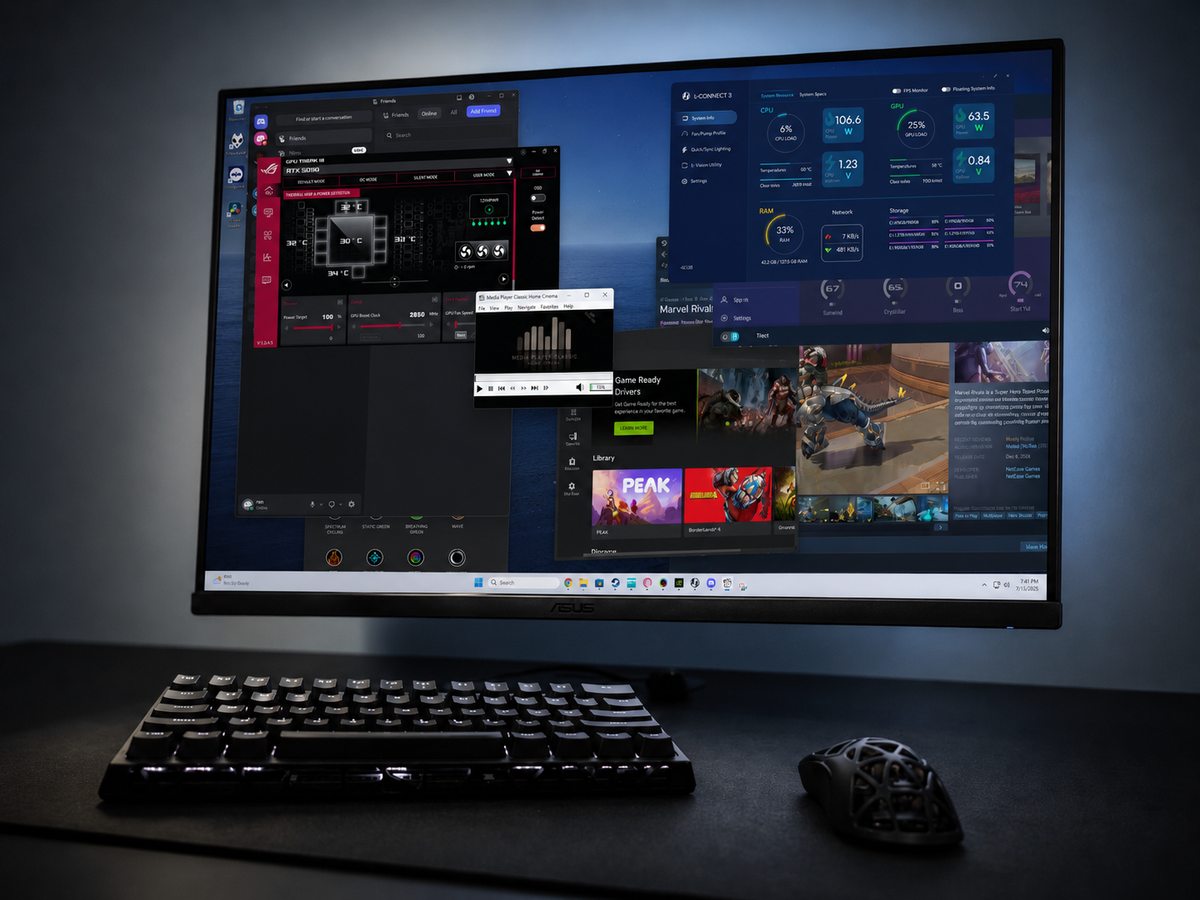 Windows 11 desktop with multiple startup apps open, illustrating how to disable unnecessary startup apps.