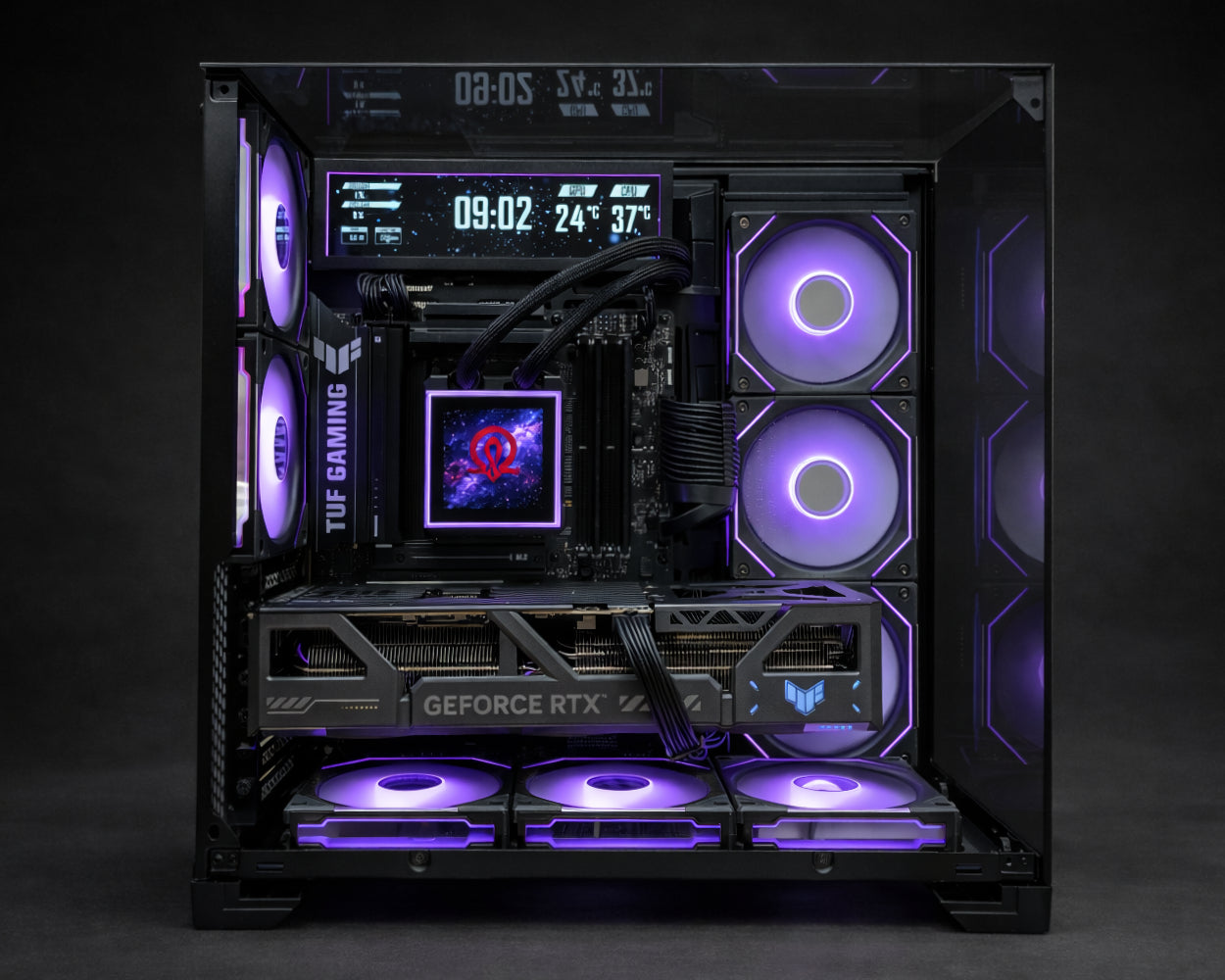 RTX 5080 high refresh custom gaming PC with premium cooling and RGB lighting