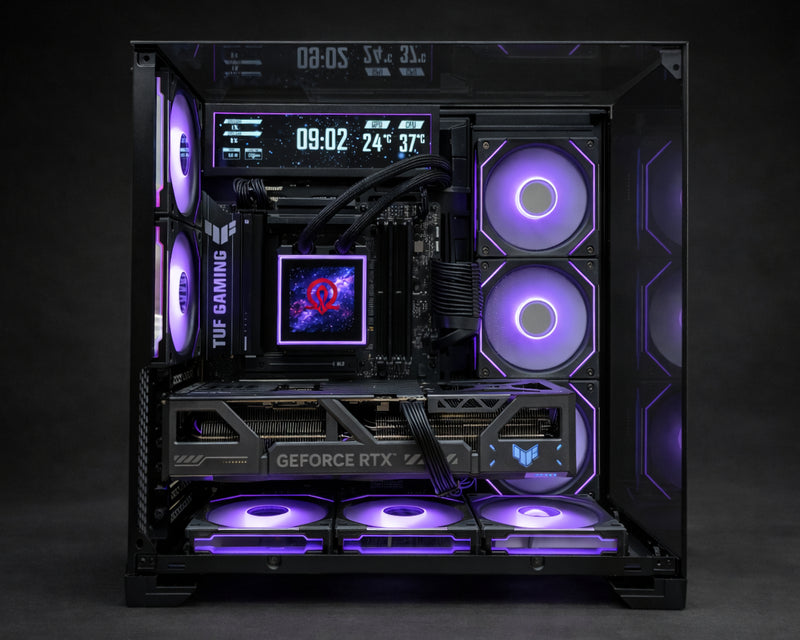 RTX 5080 high refresh custom gaming PC with premium cooling and RGB lighting